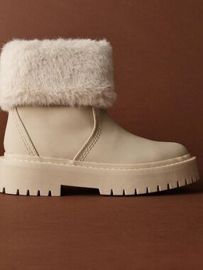 ZARA WOMENS FAUX FUR ANKLE BOOTS SIZE 38